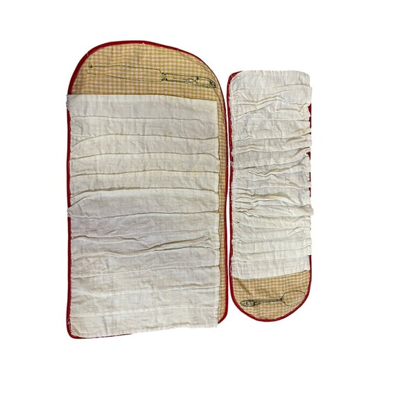 Vintage Handmade Anti-Tarnish Flatware Rolls Set of 2 Storage Pouches Used - Picture 9 of 11